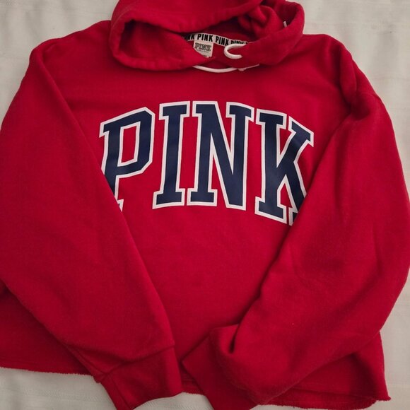 Women's Size Large PINK/Victoria Secret Red Pull Over Hoodie - Picture 6 of 6